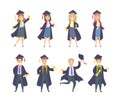 Graduated students set. Royalty Free Stock Photo