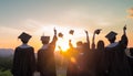 Graduates celebrate success with diploma, gown, and cheerful smiles outdoors generated by AI