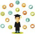 Graduates concept with people and education icons