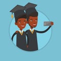 Graduates making selfie vector illustration.