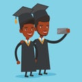 Graduates making selfie vector illustration.