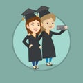 Graduates making selfie vector illustration.