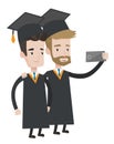 Graduates making selfie vector illustration.