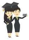 Graduates making selfie vector illustration.