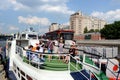 Graduates of schools on tours of the Moscow river on a pleasure boat.