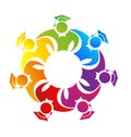 Graduates in a team group. Logo vector symbol