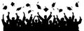 Graduates throwing cap. Silhouette high achievements. School student hat vector Royalty Free Stock Photo