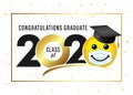 Graduating class of 2020, smile in academic cap & medical mask Royalty Free Stock Photo