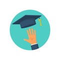 Graduating icon flat vector