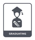 graduating icon in trendy design style. graduating icon isolated on white background. graduating vector icon simple and modern