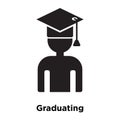 Graduating icon vector isolated on white background, logo concept of Graduating sign on transparent background, black filled