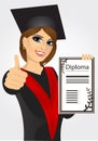 Graduating student girl in an academic gown