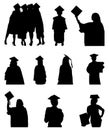 Graduation silhouettes. Graduation vector. Graduation silhouette black vector Royalty Free Stock Photo