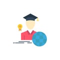 Graduation, Avatar, Graduate, Scholar  Flat Color Icon. Vector icon banner Template Royalty Free Stock Photo