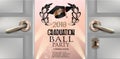 Graduation ball invitation card with opened doors. Royalty Free Stock Photo