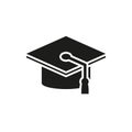 Graduation cap black icon on white background Royalty Free Stock Photo