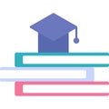 Graduation cap on book stack vector icon isolated Royalty Free Stock Photo