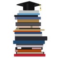 Graduation cap on book stack Royalty Free Stock Photo