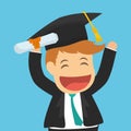 Graduation cap and cartoon icon. University design. Vector grap