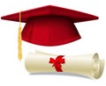 Graduation cap and diploma Royalty Free Stock Photo