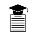 Graduation Cap And Diploma Black Icon. Vector Illustration Royalty Free Stock Photo