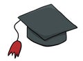 Graduation Cap and Diploma Icon Vector in Black and White Royalty Free Stock Photo
