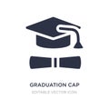 graduation cap and diploma icon on white background. Simple element illustration from Education concept Royalty Free Stock Photo