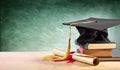 Graduation Cap And Diploma On Table Royalty Free Stock Photo