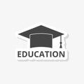 Graduation cap, Education sticker, simple vector icon Royalty Free Stock Photo