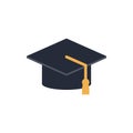 Graduation cap flat icon on white background