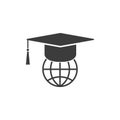 The graduation cap and globe icon