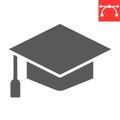 Graduation cap glyph icon, school and education, graduate sign vector graphics, editable stroke solid icon, eps 10. Royalty Free Stock Photo