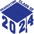 graduation cap graphic 2024 blue