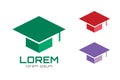 Graduation cap hat logo icon template. College