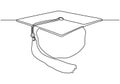 graduation cap or hat one line drawing minimalism vector illustration. Continuous hand drawn isolated on white background of Royalty Free Stock Photo