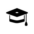 Black solid icon for Graduation Cap, achievement and academic Royalty Free Stock Photo