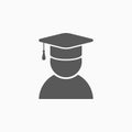 Graduation cap icon, education cap vector illustration, student
