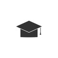 Graduation cap icon flat Royalty Free Stock Photo
