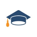 Graduation cap icon in flat style. Education hat vector illustration on white isolated background. University bachelor business Royalty Free Stock Photo