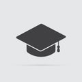 Graduation cap icon in flat style isolated on grey background. Royalty Free Stock Photo