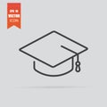 Graduation cap icon in flat style isolated on grey background Royalty Free Stock Photo