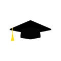 Graduation cap icon. Graduation hat vector isolated illustration. Black graduation cap on white background. Vector graphic. Royalty Free Stock Photo