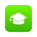 Graduation cap icon green vector Royalty Free Stock Photo