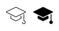 Graduation cap icon. line and glyph version, student hat outline and filled vector sign. Royalty Free Stock Photo