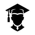 Graduation cap icon set. Line and glyph graduation hat Royalty Free Stock Photo