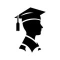 Graduation cap icon set. Line and glyph graduation hat Royalty Free Stock Photo