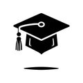 Graduation cap icon set. Line and glyph graduation hat Royalty Free Stock Photo