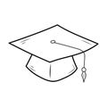 Graduation cap icon. Student hat. Line art education sign Royalty Free Stock Photo