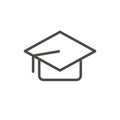 Graduation cap icon vector. Outline students hat. Line college symbol. Royalty Free Stock Photo
