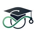 Graduation Cap Infinity Loop Logo: Symbol of Lifelong Learning and Success Royalty Free Stock Photo